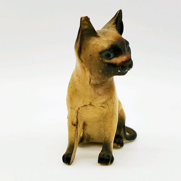 Mini Celluloid Plastic Siamese Cat/Kitten Figurine - Picture 2 of 6